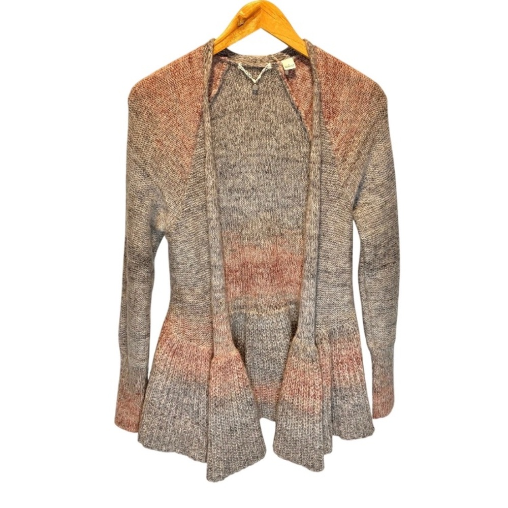 Anthro Knitted & Knotted Cody Peplum Open Front Cardigan Sweater - size Small
